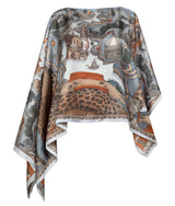 Sabina Savage - The Medici Cheetah Silk Slipover Top - Blue