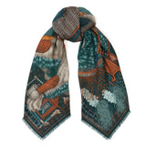 Sabina Savage - The Snow Lion Wool Silk Shawl - Turquoise/Saffron