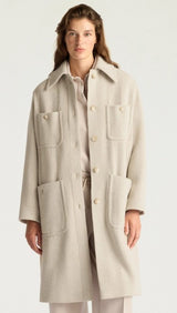 Momoni Trent Coat Shevron Wool Beige