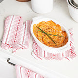 Juliska - Villa Stripe Oven Mitt & Pot Holder 2pc Set - Red/White