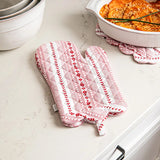 Juliska - Villa Stripe Oven Mitt & Pot Holder 2pc Set - Red/White