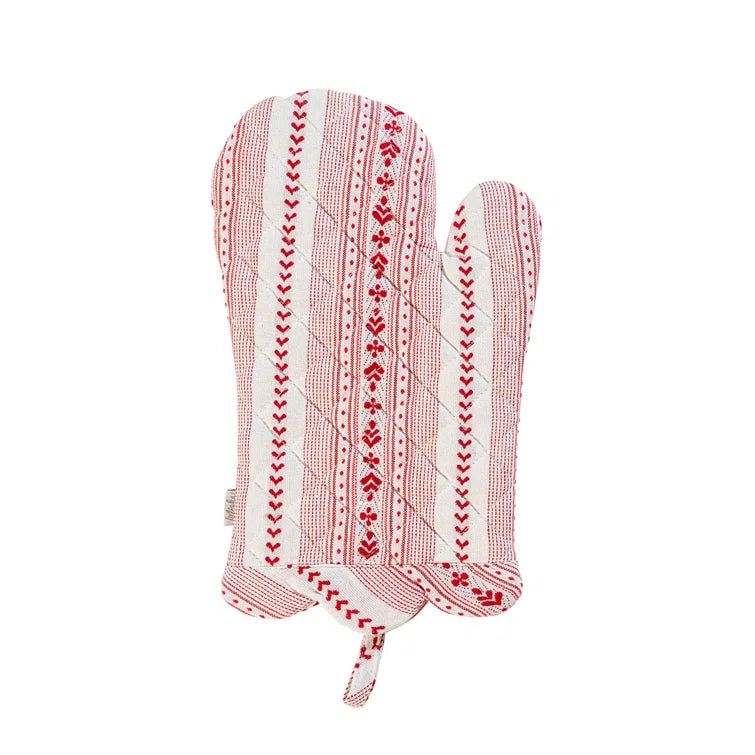 Juliska - Villa Stripe Oven Mitt & Pot Holder 2pc Set - Red/White