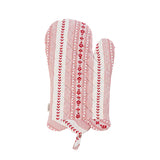 Juliska - Villa Stripe Oven Mitt & Pot Holder 2pc Set - Red/White