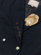 Lingua Franca - Jackie Embellished Double Breasted Blazer - Navy Twill