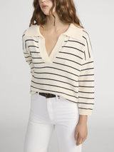 FRAME - The Striped Easy Pullover - Cream Multi