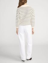 FRAME - The Striped Easy Pullover - Cream Multi