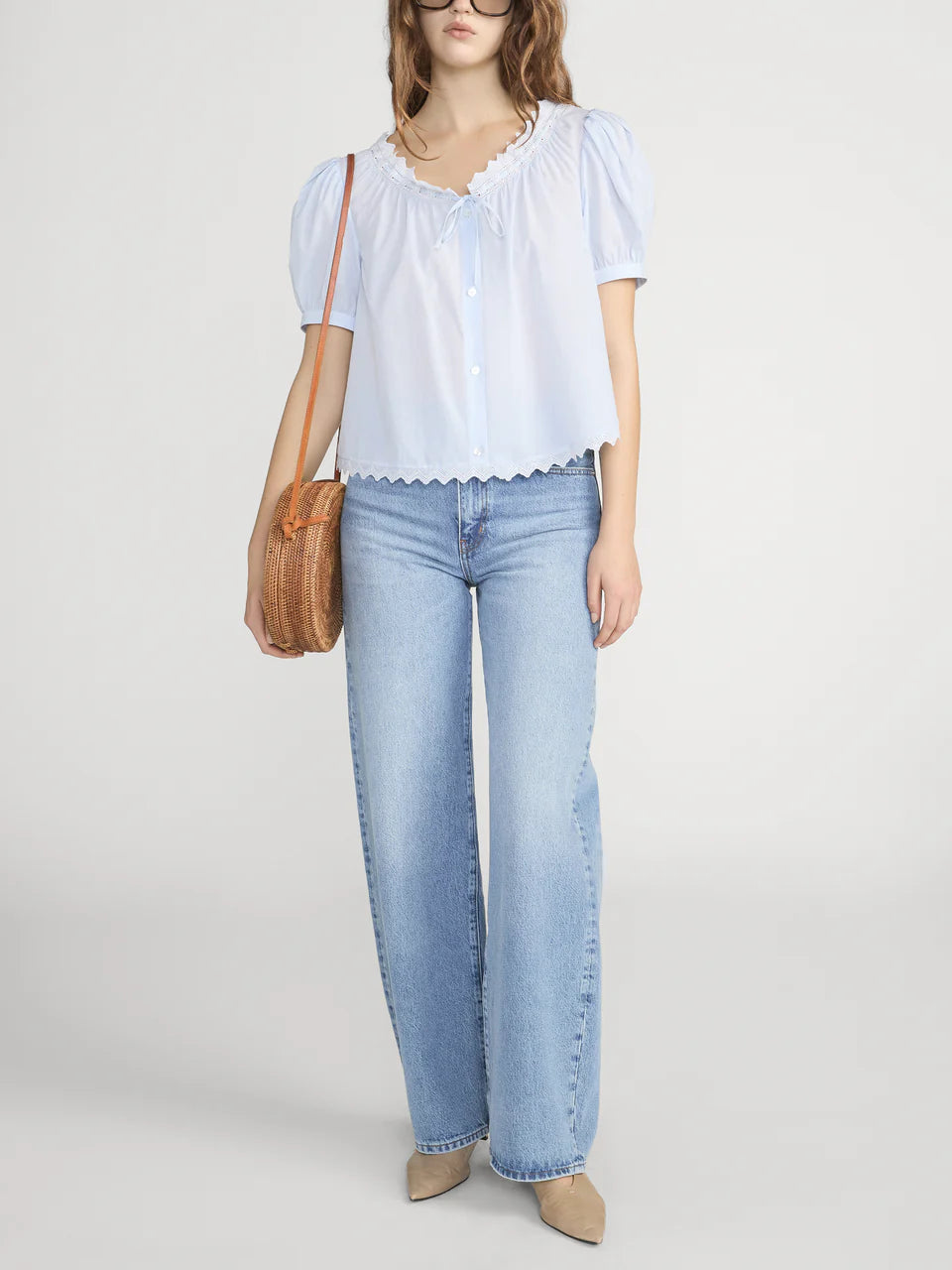 FRAME - The Serene Top - Powder Blue Multi