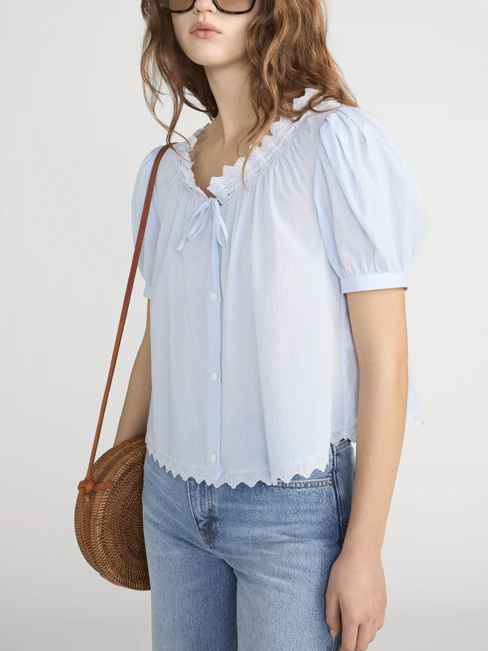 FRAME - The Serene Top - Powder Blue Multi