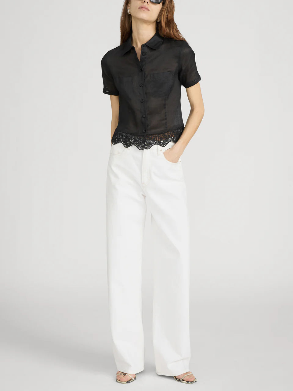 FRAME - The Embroidered Seaside Shirt - Black
