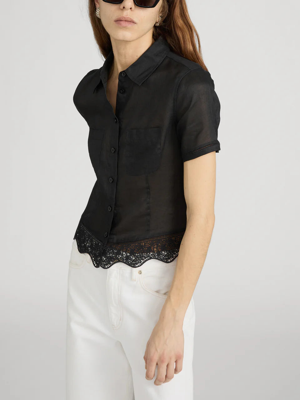 FRAME - The Embroidered Seaside Shirt - Black