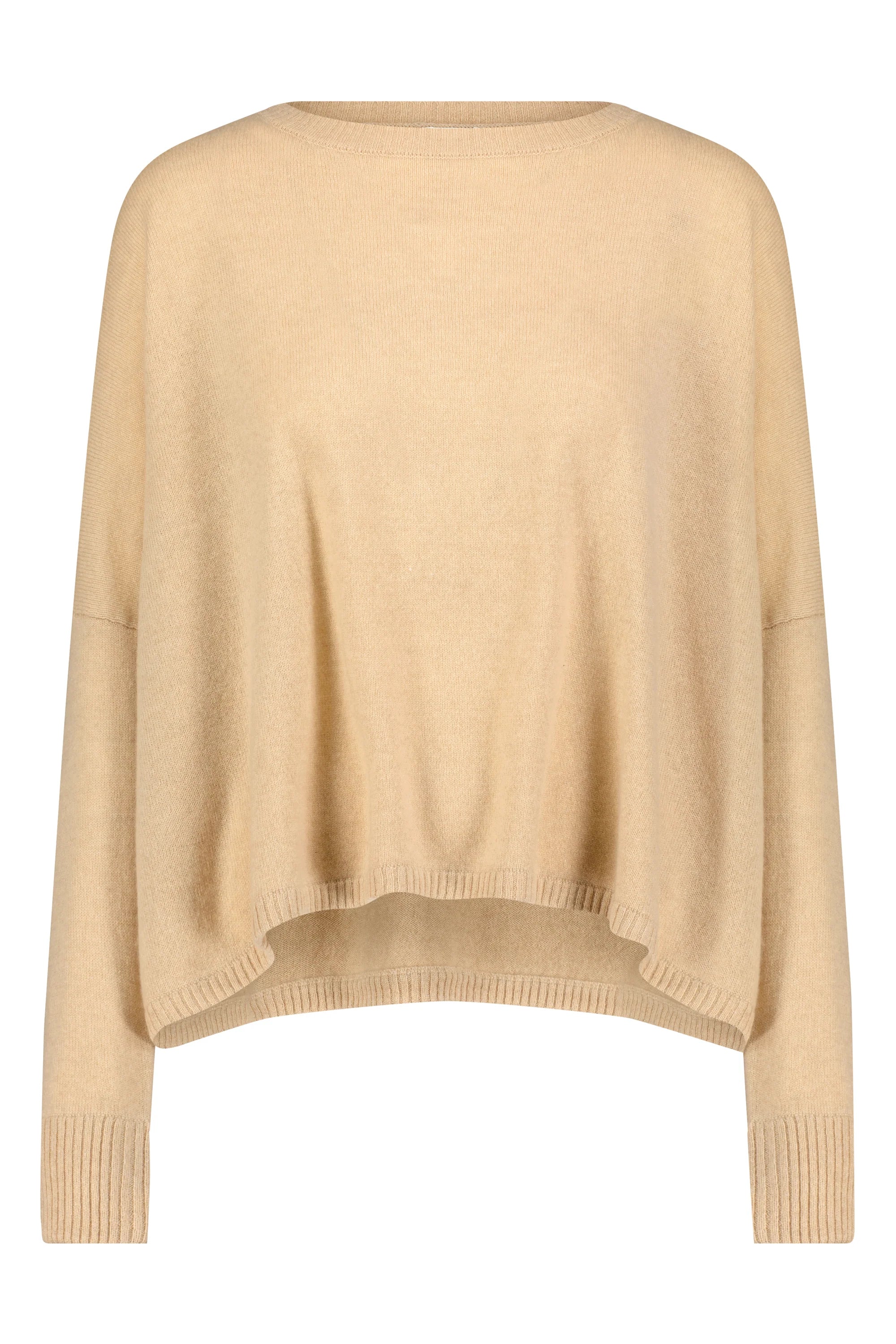 Minnie Rose Cashmere Long Sleeve Cropped Crew Brown Sugar