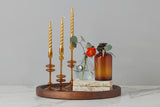 Amber Glass Candlestick Pair - Medium