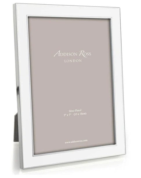 ADDISON ROSS - White Enamel & Silver Frame 8x10