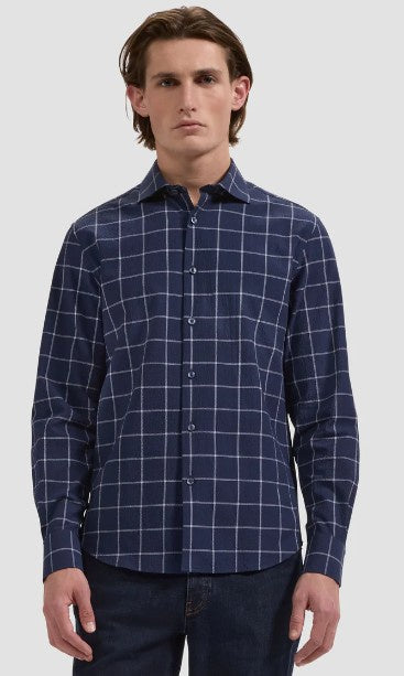 Bugatchi - Axel Windowpane L/S Shirt - Navy