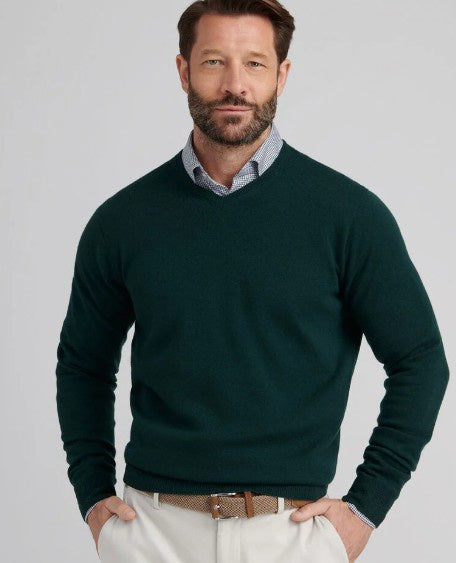 Peter Millar - Crown Heritage Cashmere V-Neck Sweater -  Balsam