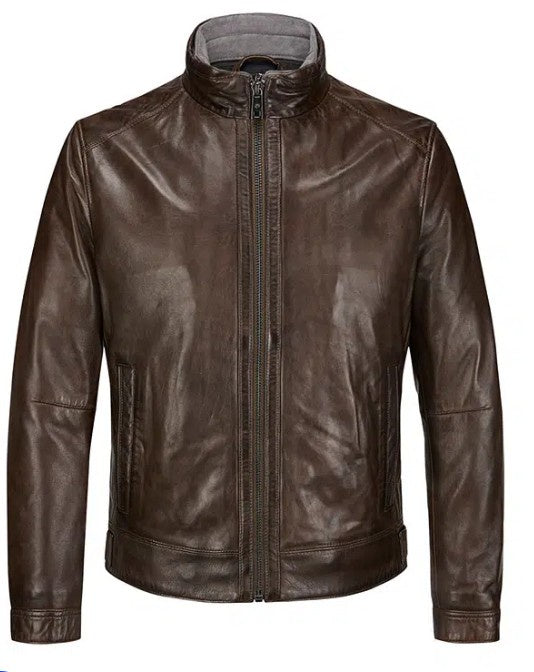 Milestone - Barney Leather Jacket - Brown