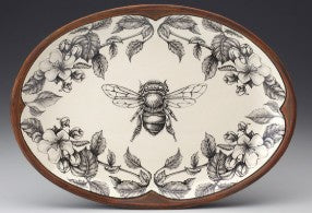 Laura Zindel - Small Oval Platter - Honey Bee w Apple Blossom