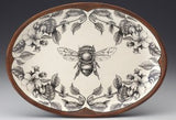 Laura Zindel - Small Oval Platter - Honey Bee w Apple Blossom