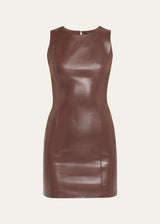 Alice + Olivia - Lena Vegan Leather Mini Dress - Espresso