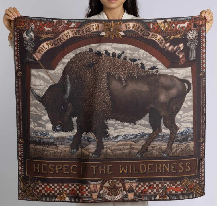 Sabina Savage - Secrets of The Bison Silk Twill Square (35")
