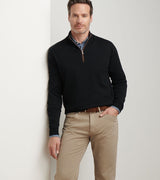 Peter Millar - Autumn Crest Suede Trim Quarter Zip - Black