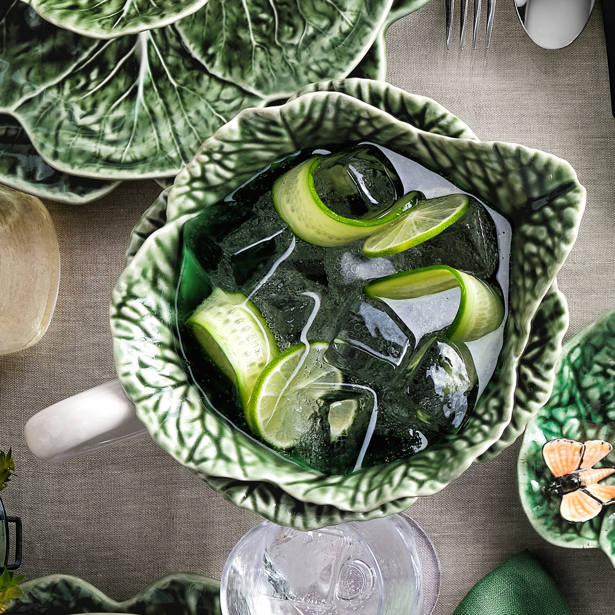 Bordallo Pinheiro Pitcher in Cabbage Natural