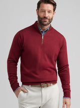 Peter Millar - Autumn Crest Suede Trim Quarter Zip - Brick Red