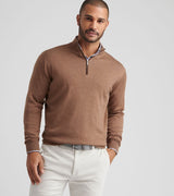 Peter Millar - Autumn Crest Suede Trim Quarter Zip - British Tan