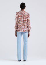 Derek Lam 10 Crosby - Tessa Long Sleeve Pintuck Blouse - Burgundy Multi