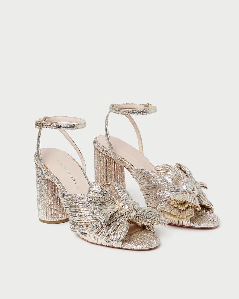Loeffler Randall- Camellia Pleated Knot Heel- Champagne