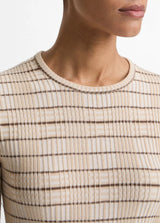 Vince - Plaid Wool-Cashmere Elbow Sleeve Crewneck - Wheatstone Combo