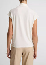 Vince - Cap Sleeve Twist Neck Top - Bone