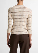 Vince - Plaid Wool-Cashmere Elbow Sleeve Crewneck - Wheatstone Combo