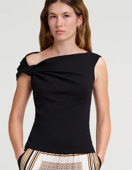 A.L.C - Cece Off-Shoulder Tee - Black