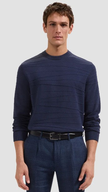 Bugatchi - Chain-Link Crewneck Sweater - Navy