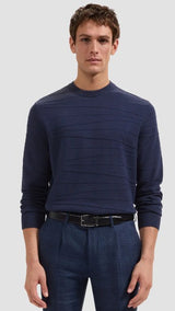 Bugatchi - Chain-Link Crewneck Sweater - Navy