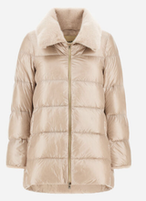 HERNO - A-SHAPE JACKET IN NYLON ULTRALIGHT AND LADY ALTERNATIVE FUR - Chantilly