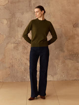 Pissenlit- Crewneck Cashmere Sweater- Olive