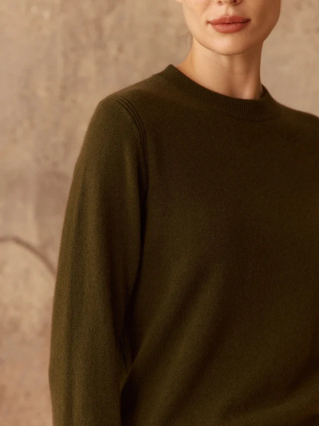 Pissenlit- Crewneck Cashmere Sweater- Olive