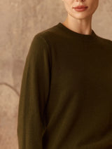 Pissenlit- Crewneck Cashmere Sweater- Olive