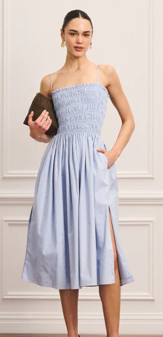 Naadam - Cotton Smocked Dress - Powder Blue