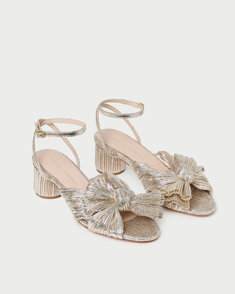 Loeffler Randall- Dahlia Pleated Knot Heel- Champagne