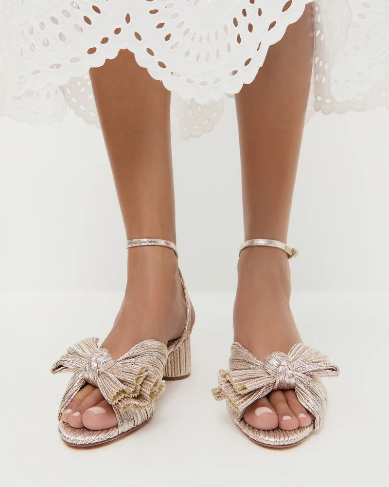 Loeffler Randall- Dahlia Pleated Knot Heel- Champagne