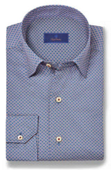 David Donahue - Blue Geometric Print Sport Shirt