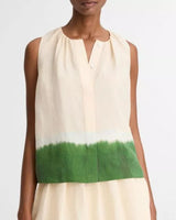 Vince - Dip-Dye Sleeveless A-Line Top - Porcelain/Herba
