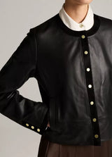 Vince- Leather Cropped Jacket- Black