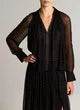Vince- Heat Set Dot Sheer Gathered Blouse- Black