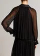 Vince- Heat Set Dot Sheer Gathered Blouse- Black