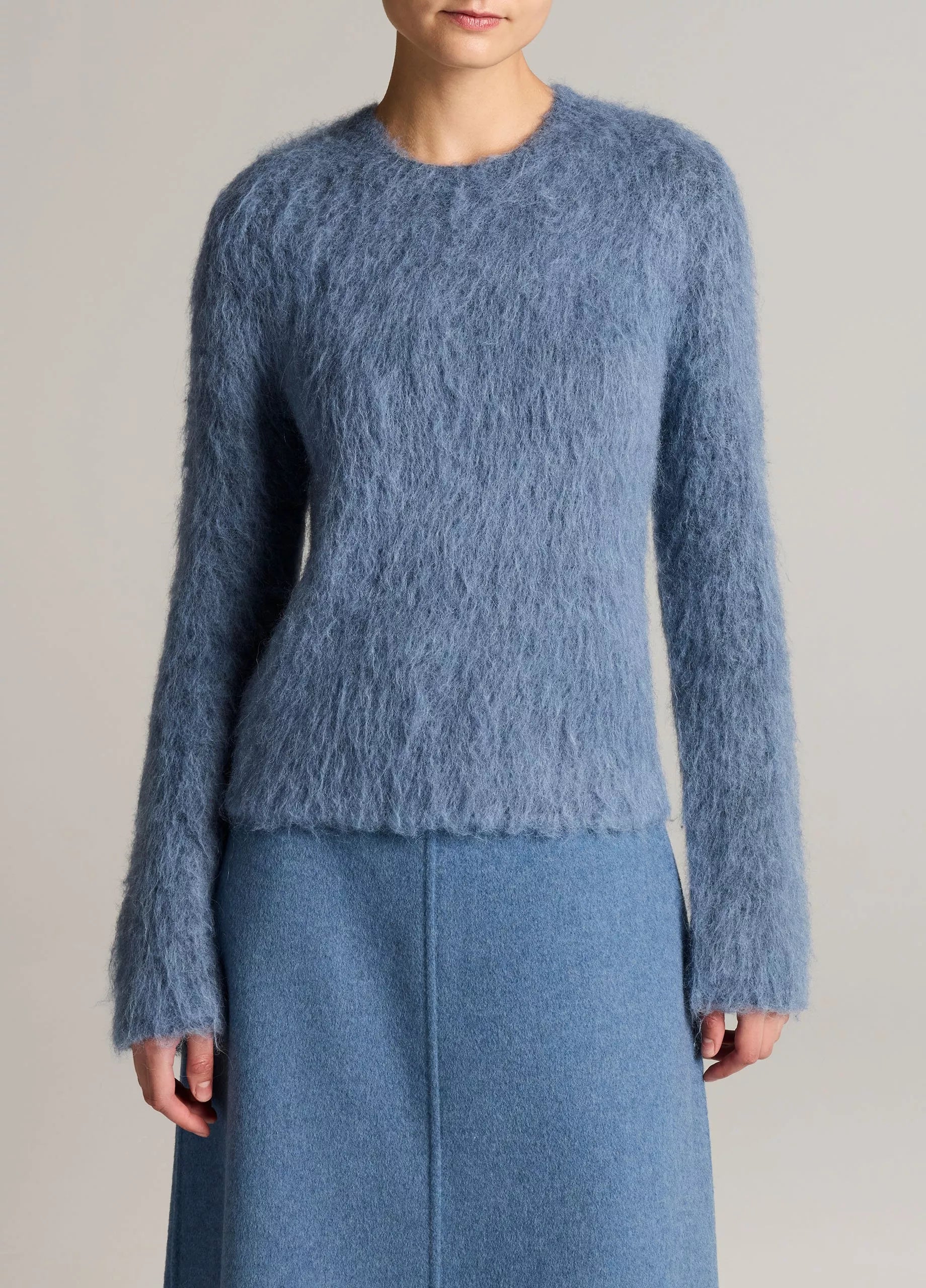 Vince- Brushed Alpaca Crew Neck- Blue Slate
