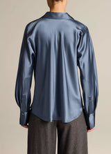 Vince- Bias Long Sleeve Blouse- Blue Slate